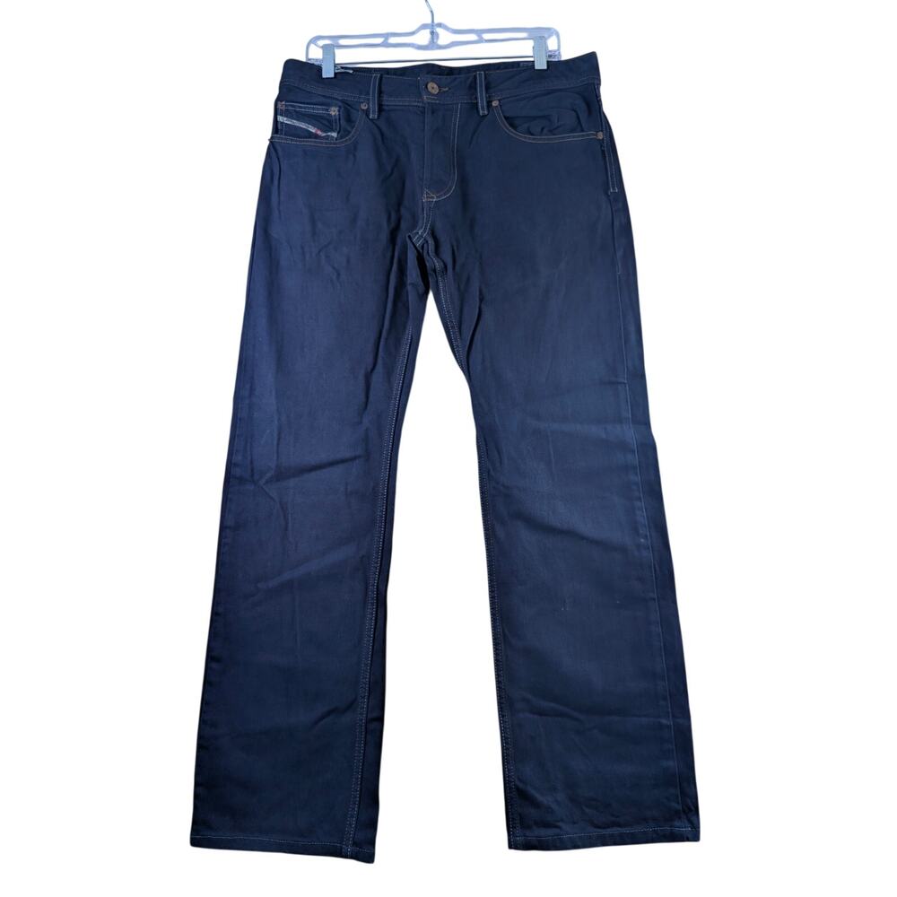 Diesel Industries Mens 32x28 Navy Blue Dark Wash Straight Leg Denim Jeans